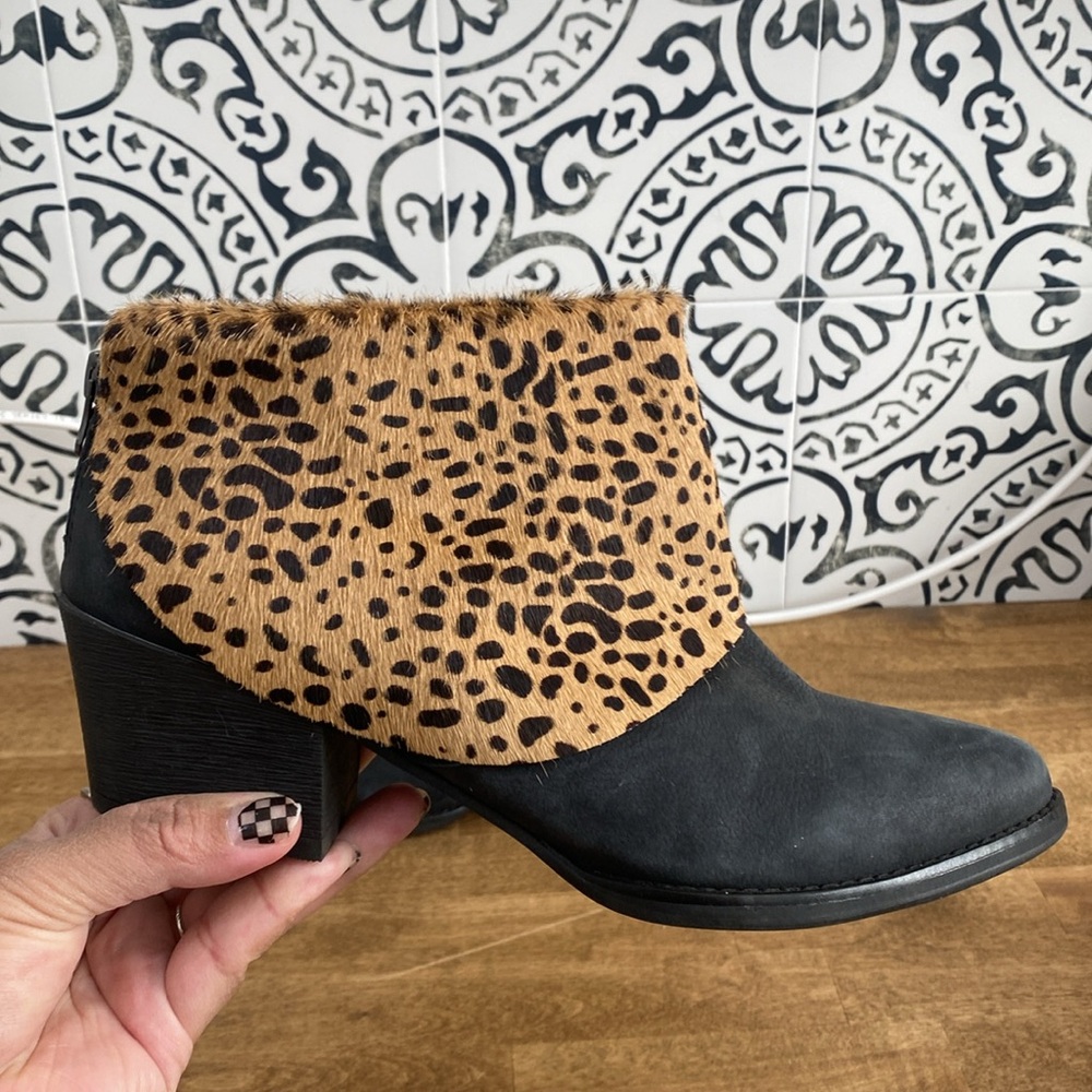 All Black Footwear Anthropologie  Nubuck Leather Calf Fur Booties